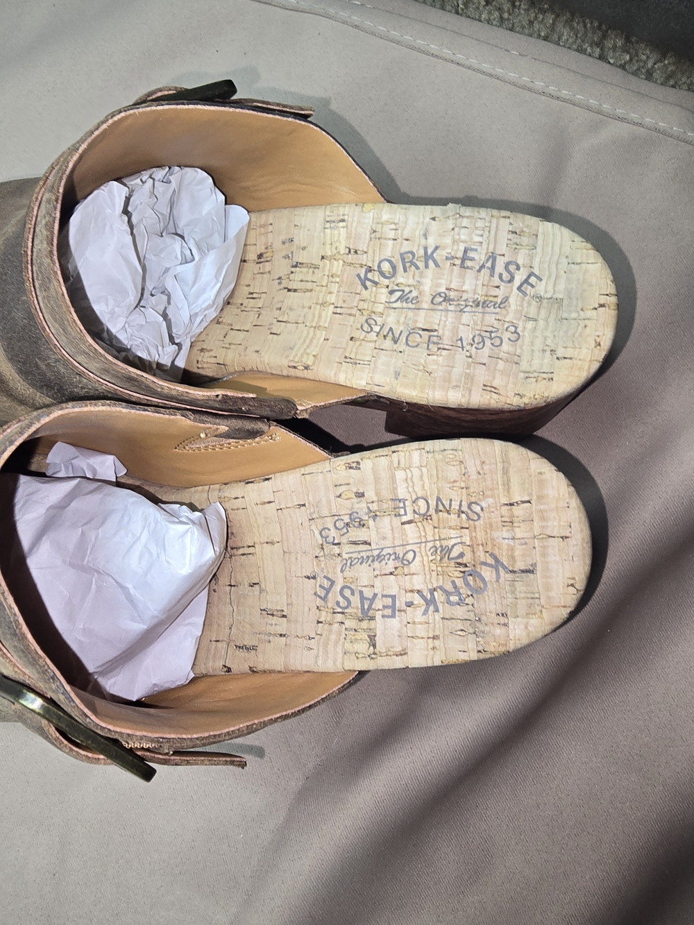 Kork-Ease Brown Leather Buckle Clogs with Studded Trim - Picture 7 of 11